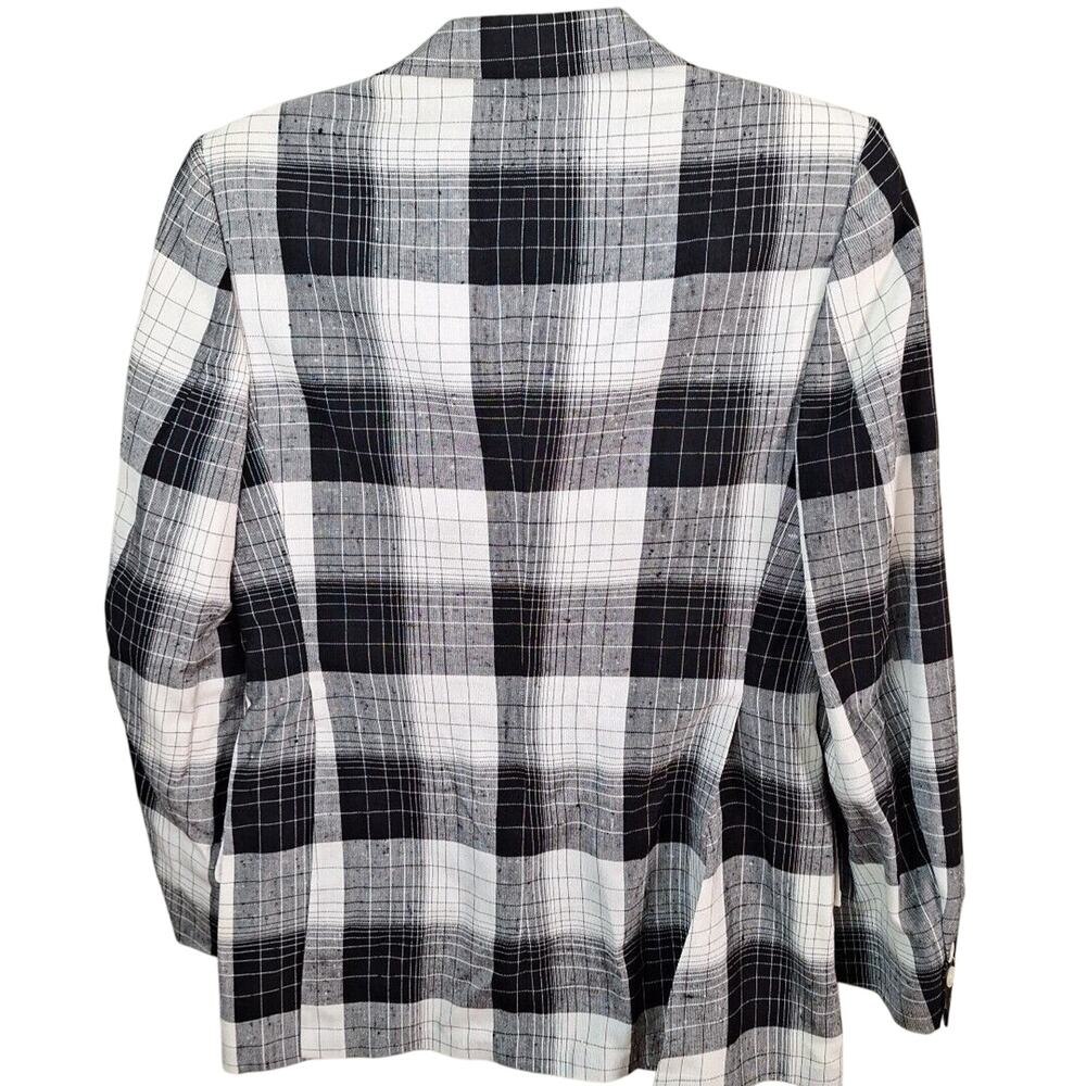 Vtg 60s/70s Black White Plaid Double Vent Mod Fat Lapel Sport Coat Blazer Men 36 - Picture 5 of 10